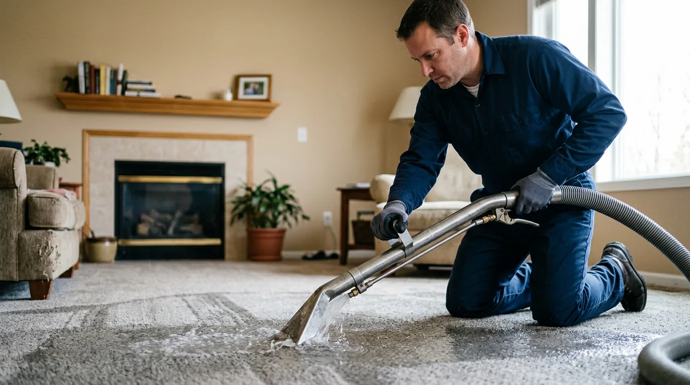 Water damage restoration technician working near Morganfield, KY